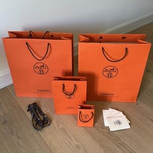 2025 Hermes Orange Gift Bags, Receipt Holders and Ribbons Set